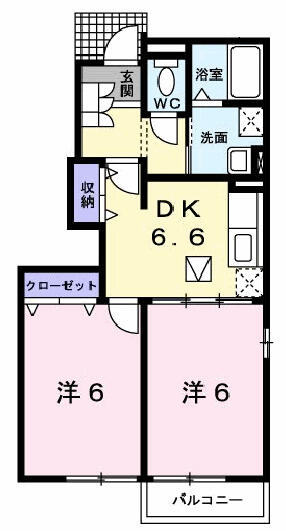 サングリーンハイツＡ 101｜愛媛県新居浜市角野新田町３丁目(賃貸アパート2DK・1階・44.67㎡)の写真 その2