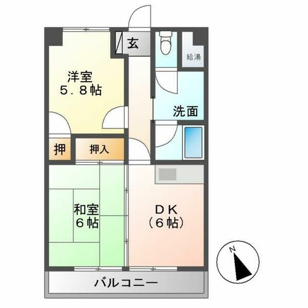 かね村ハイツ 404｜岐阜県関市西本郷通３丁目(賃貸マンション2DK・4階・43.74㎡)の写真 その2