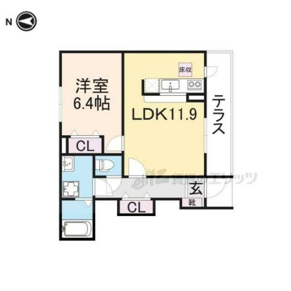 奈良県大和高田市甘田町(賃貸アパート1LDK・1階・45.12㎡)の写真 その2