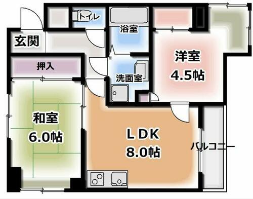 大阪府門真市朝日町（マンション）の賃貸物件の間取り