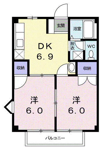ベルメゾンＢＢ３ 205｜福島県二本松市表１丁目(賃貸アパート2DK・2階・40.04㎡)の写真 その2