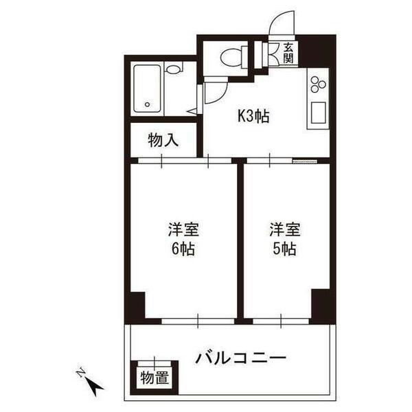 ウッディベル洗足池 2B｜東京都大田区上池台２丁目(賃貸マンション2K・2階・35.82㎡)の写真 その2