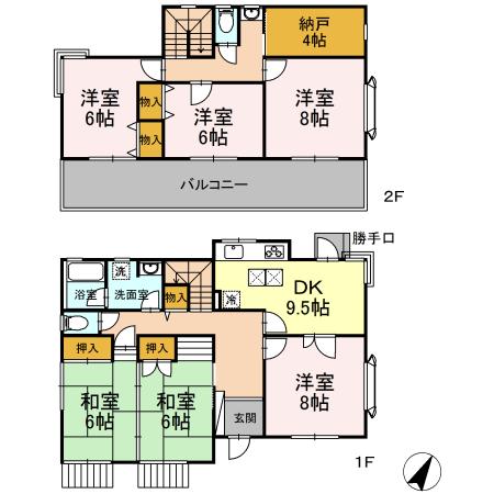 西八幡戸建て 001｜山梨県甲斐市西八幡(賃貸タウンハウス4LDK・--・131.55㎡)の写真 その2