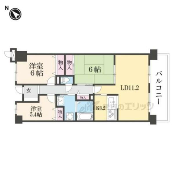 滋賀県野洲市久野部(賃貸マンション3LDK・3階・70.83㎡)の写真 その2