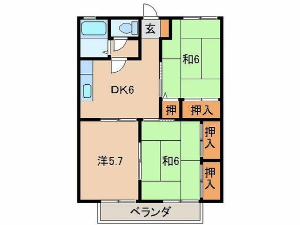 セジュール西庄｜和歌山県和歌山市西庄(賃貸アパート3DK・2階・52.80㎡)の写真 その2