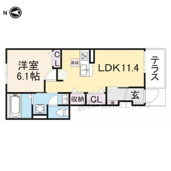 奈良県大和高田市大字市場(賃貸アパート1LDK・1階・44.22㎡)の写真 その2