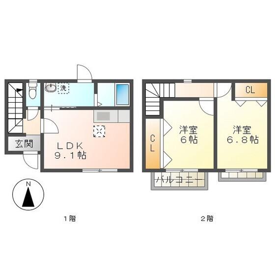 Ｃｈｅｒｉｒ恵　Ｂ棟 1｜三重県鈴鹿市南堀江２丁目(賃貸テラスハウス2LDK・--・61.12㎡)の写真 その2