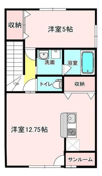 薬師　Ｂ 202｜岩手県花巻市本館(賃貸アパート1LDK・2階・45.54㎡)の写真 その2