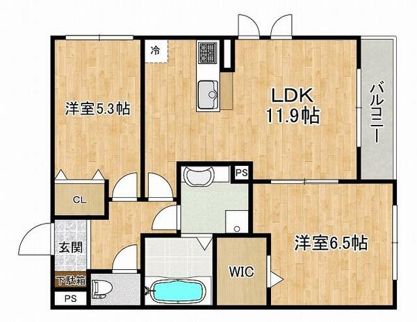 兵庫県神戸市東灘区本山中町２丁目(賃貸アパート2LDK・2階・56.31㎡)の写真 その2