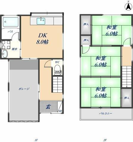 南植松町戸建て｜大阪府八尾市南植松町４丁目(賃貸一戸建3DK・--・64.03㎡)の写真 その2