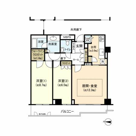 パークハイム新百合ヶ丘壱番館｜神奈川県川崎市麻生区上麻生４丁目(賃貸マンション2LDK・3階・75.81㎡)の写真 その2