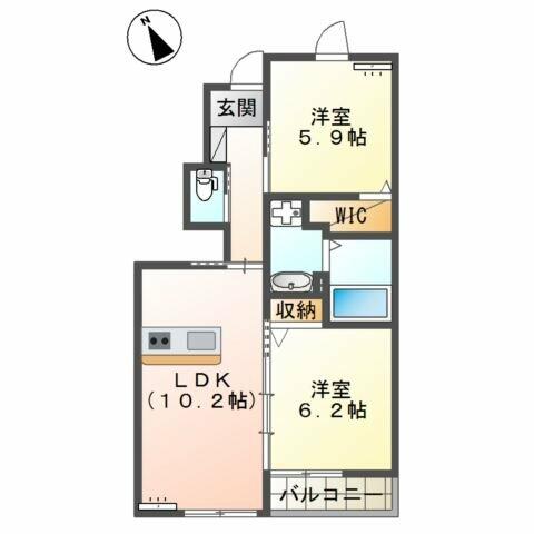 フォレスト｜大分県別府市朝見３丁目(賃貸アパート2LDK・1階・51.92㎡)の写真 その2