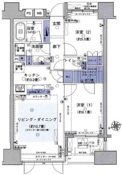 パークホームズセントラルシティ中央区湊 603｜東京都中央区湊３丁目(賃貸マンション2LDK・6階・57.56㎡)の写真 その2