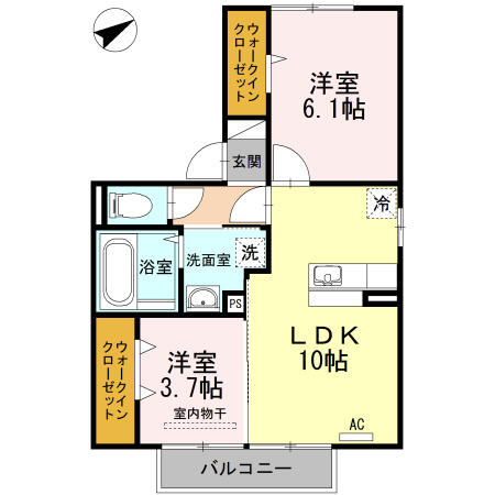 フルール 201｜大分県中津市大字高瀬(賃貸アパート2LDK・2階・48.79㎡)の写真 その2