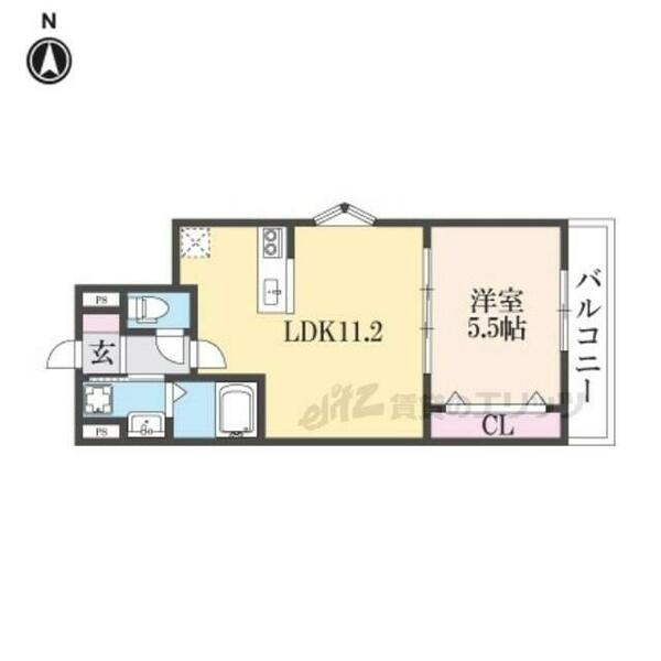 大阪府枚方市田宮本町(賃貸アパート1LDK・2階・36.86㎡)の写真 その2