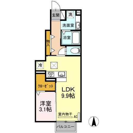 Ｄ－ｒｏｏｍ大崎 107｜愛知県豊川市大崎町小林(賃貸アパート1LDK・1階・36.39㎡)の写真 その2