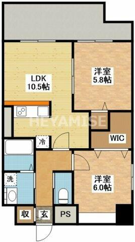 長崎県長崎市丸山町(賃貸マンション2LDK・8階・54.00㎡)の写真 その2