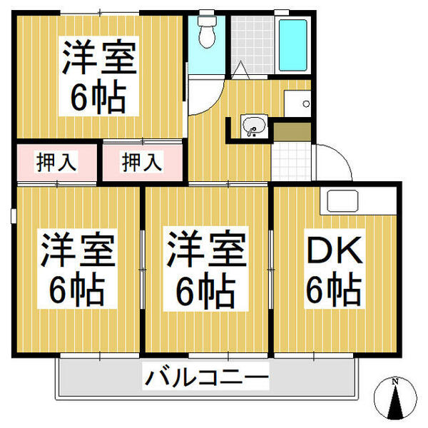 コーポラス稲田　Ａ棟｜長野県長野市稲田１丁目(賃貸アパート3DK・2階・53.00㎡)の写真 その2