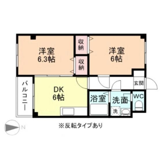メゾンＫ＆Ｍ　ＩＶ 201｜富山県富山市赤田(賃貸アパート2DK・2階・43.40㎡)の写真 その2