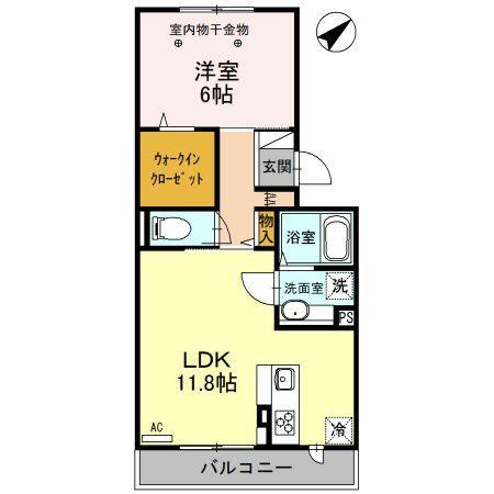 埼玉県越谷市レイクタウン６丁目(賃貸アパート1LDK・3階・44.32㎡)の写真 その2