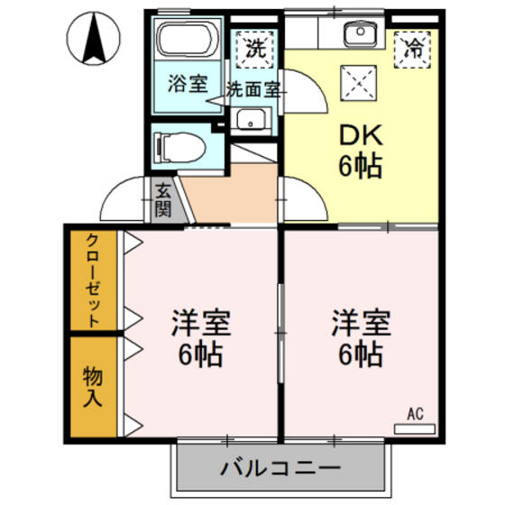 御料所ガーデン H103｜群馬県高崎市上並榎町(賃貸アパート2DK・1階・41.89㎡)の写真 その2