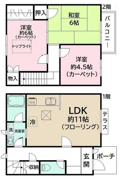 神奈川県大和市中央林間３丁目(賃貸テラスハウス3LDK・--・67.90㎡)の写真 その2