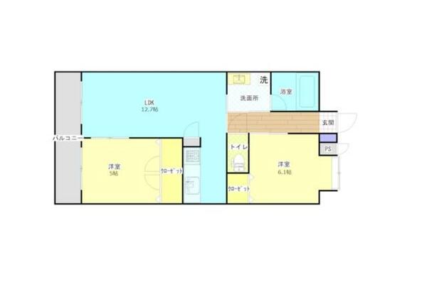 リード大手町 902｜福岡県北九州市小倉北区大手町(賃貸マンション2LDK・9階・57.00㎡)の写真 その2