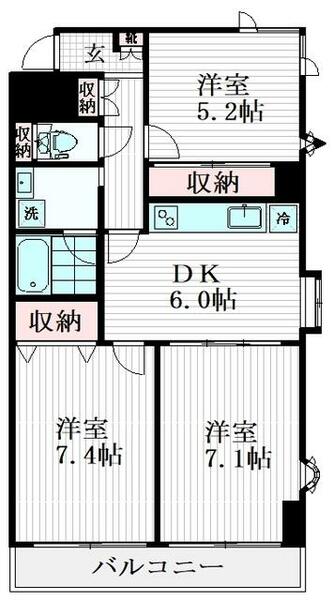 シュロスゾンネ｜東京都目黒区上目黒２丁目(賃貸マンション3DK・8階・60.61㎡)の写真 その2