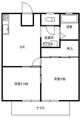 パナハイツ丸山Ｂ 202｜栃木県足利市堀込町(賃貸アパート2DK・2階・35.90㎡)の写真 その2