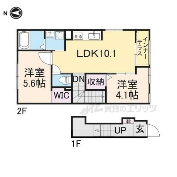 Ｃａｍｅｒａ幡枝 202｜京都府京都市左京区岩倉幡枝町(賃貸アパート2LDK・2階・53.04㎡)の写真 その2