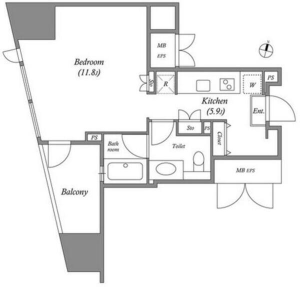 カバナプラス麻布台 902｜東京都港区麻布台２丁目(賃貸マンション1R・9階・37.00㎡)の写真 その2