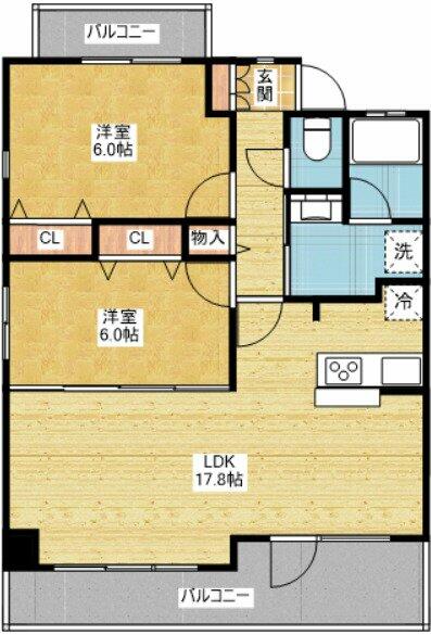 茶屋ヶ坂ライズ｜愛知県名古屋市千種区茶屋坂通２丁目(賃貸マンション2LDK・4階・65.09㎡)の写真 その2