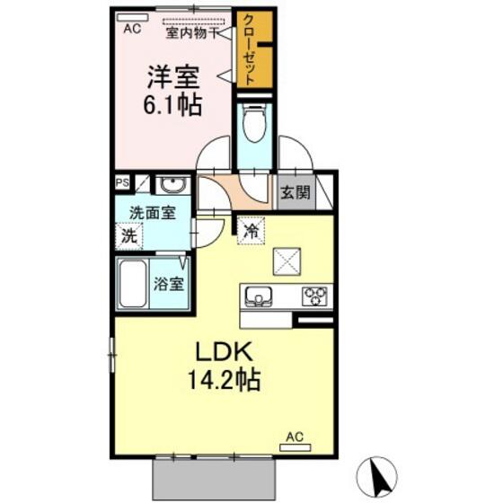 レガード中央 107｜大分県中津市中央町２丁目(賃貸アパート1LDK・1階・45.84㎡)の写真 その2