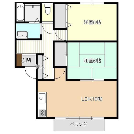 ハイカムール山善 202｜岩手県盛岡市仙北２丁目(賃貸アパート2LDK・2階・55.20㎡)の写真 その2