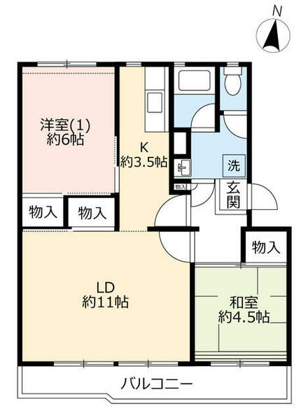 ＵＲ岩成台西 6100506｜愛知県春日井市岩成台８丁目(賃貸マンション2LDK・5階・65.27㎡)の写真 その2