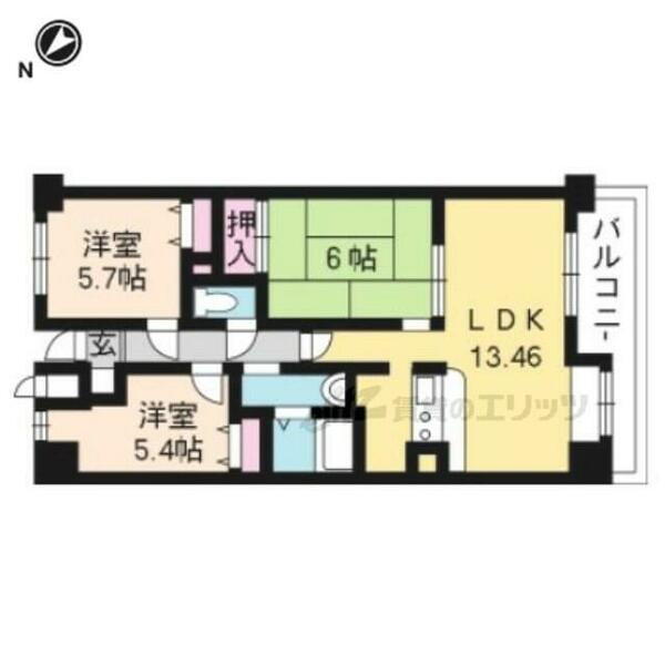 グランＫ’ｓ 702｜京都府宇治市伊勢田町大谷(賃貸マンション3LDK・7階・67.96㎡)の写真 その2