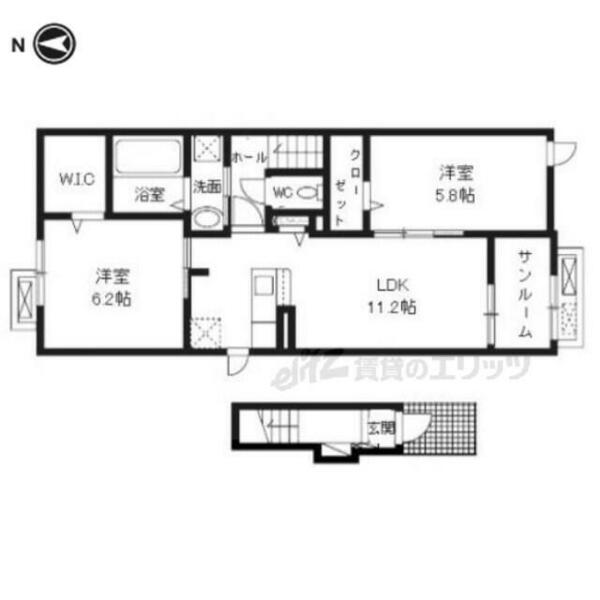 京都府福知山市字中ノ(賃貸アパート2LDK・2階・61.88㎡)の写真 その2