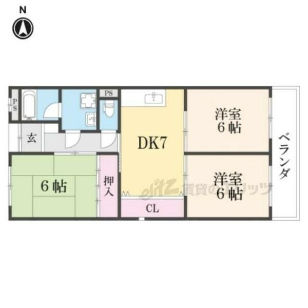 滋賀県米原市中多良２丁目(賃貸マンション3DK・2階・57.15㎡)の写真 その2