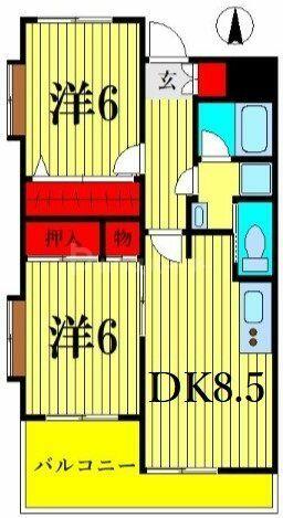 テラスハウス吉田 201｜東京都葛飾区奥戸９丁目(賃貸マンション2DK・2階・48.64㎡)の写真 その2