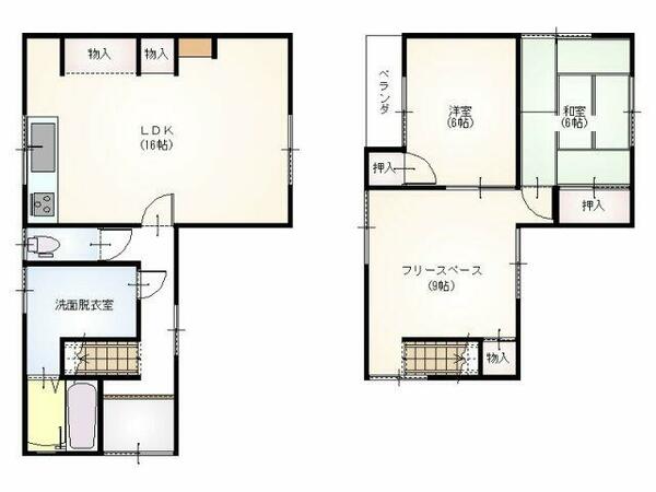 円光寺本町貸家｜石川県金沢市円光寺本町(賃貸一戸建2LDK・--・85.07㎡)の写真 その2