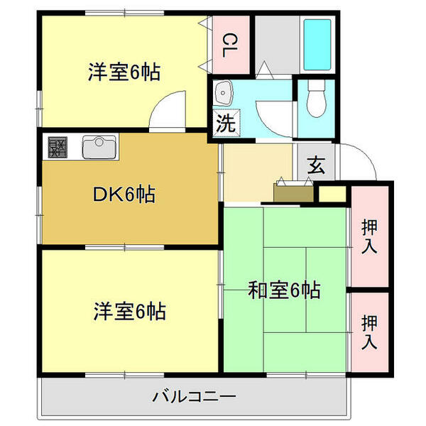 リバーサイド舞高Ｃ 102｜高知県高知市鴨部(賃貸アパート3DK・1階・52.00㎡)の写真 その2