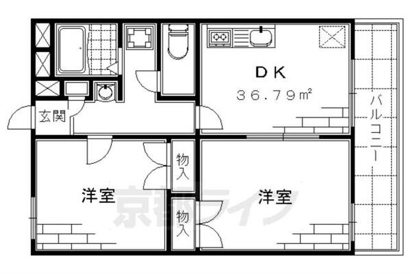 京都府京都市伏見区竹田醍醐田町(賃貸マンション2DK・1階・39.74㎡)の写真 その2