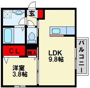プレステージＩＩＩ 105｜福岡県直方市須崎町(賃貸アパート1LDK・1階・32.61㎡)の写真 その2