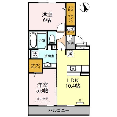 トランキール沖代 302｜大分県中津市沖代町２丁目(賃貸アパート2LDK・3階・53.48㎡)の写真 その2