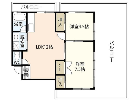 岡田ビル（観音本町） 0402｜広島県広島市西区観音本町２丁目(賃貸マンション2LDK・4階・50.22㎡)の写真 その2