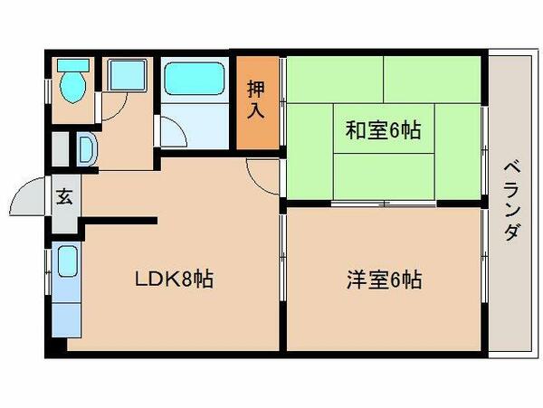 奈良県磯城郡田原本町大字八尾(賃貸マンション2LDK・2階・41.31㎡)の写真 その2