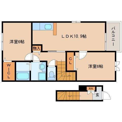 奈良県北葛城郡河合町泉台３丁目(賃貸アパート2LDK・2階・57.19㎡)の写真 その2