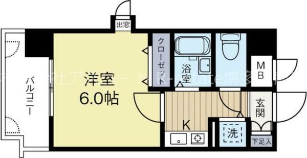 福岡県福岡市博多区比恵町(賃貸マンション1K・7階・20.80㎡)の写真 その2