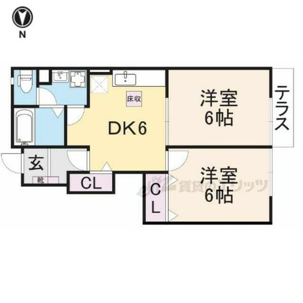 奈良県生駒郡斑鳩町法隆寺西３丁目(賃貸アパート2DK・1階・42.77㎡)の写真 その2