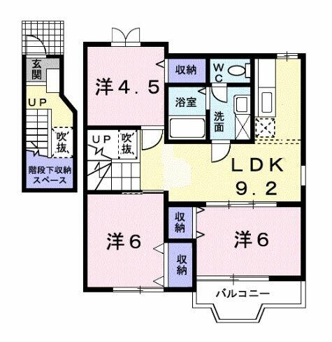 埼玉県新座市馬場３丁目(賃貸アパート3DK・2階・56.51㎡)の写真 その2